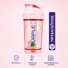 Purple Supplements Collagen Shaker 500ml Pembe | BPA İçermez Matara, Yüksek Isıya Dayanıklı Suluk