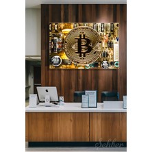 Şehber Altın Renkli Fiziksel Bir Bitcoin Hatıra/koleksiyon Parası Yatay Kanvas Tablo 4013
