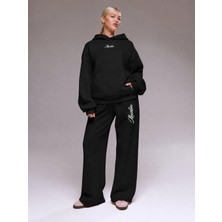 Unisex Kadın Erkek Tasarım Macklin  Yazı Baskılı Oversize 3 Iplik Kapüşonlu Sweatshirt ve Baggy Eşofman Altı