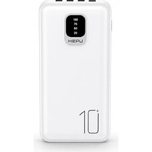 Hepu HP-TP01 Titan Series 10.000 Mah Dahili Entegre Kablolu Hızlı Şarj Powerbank – Qualcomm Quick Charge 3.0 LED Göstergeli Taşınabilir Şarj Cihazı (Beyaz)