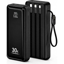 Hepu HP-AP10 Armor Series 30.000 Mah Dahili Kablolu Qualcomm Quick Charge 3.0 Dijital Ekranlı Hızlı Şarj Powerbank - Siyah
