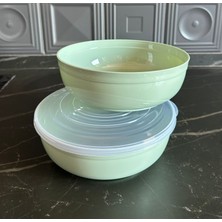 Dünya Plastik 2 Adet 2350 ml Kapaklı ve Kapaksız Chef Kase Seti 2 Parça Yeşil Renk