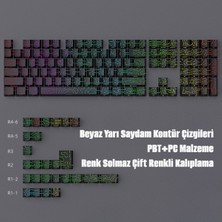 Silabor Contourline Keycaps 130 Adet Klavye Tuşu Tam Set Çatlak Işıklı Tuş Takımı