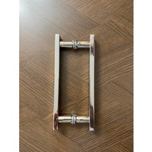 Kupon Duş ve Banyo Sistemleri Krom Metal Cam Duşakabin Kapı Kulp (Tek Kapı) Delik Mesafesi 16 cm