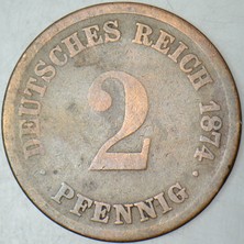 Banknoting Almanya 2 Pfennig 1874 E.