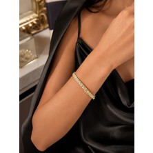 Livaz Accessories Kadın  Çelik Bileklik  Kararmaz  14K Altın Renk Vip Seri Ithal  Bileklik