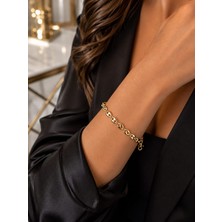Livaz Accessories Kadın  Çelik Bileklik  Kararmaz  14K Altın Renk Vip Seri Ithal Livia Gold Zincir Bileklik
