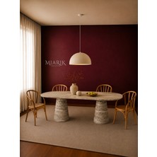 Miarik Design Hunsil-Silver Traverten Mermer Yemek Masası