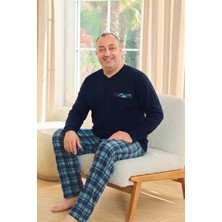 Aydoğan Erkek Emir Büyük Beden Kışlık Termal Lacivert Pijama Takımı 0755