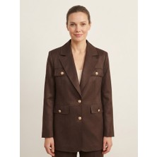 Ekol Gold Düğme Detaylı Cepli Blazer Ceket 4149