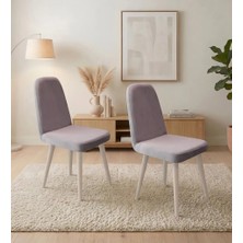 Uvi Collection Vina Mini 2'li Sandalye Sedef Krem Gri