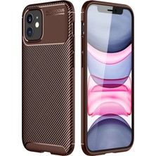 Zamerya Iphone 12 Mini Kılıf Auto Focus Karbon Kapak - Kahverengi