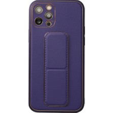 Zamerya Iphone 12 Pro Kılıf Coco Deri Standlı Kapak - Mor