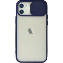 Zamerya Iphone 12 Kılıf Palm Buzlu Kamera Sürgülü Silikon - Lacivert