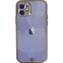 Zamerya Iphone 12 Kılıf Liva Taşlı Silikon - Mor