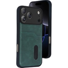 Zamerya Iphone 17 Pro Max Sara Kartvizitli Deri Kılıf - Yeşil