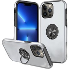 Zamerya Iphone 13 Pro Kılıf Elit Yüzüklü Kapak - Gümüş
