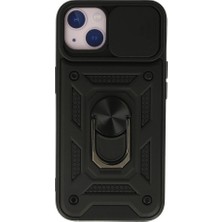 Zamerya Iphone 13 Kılıf Pars Lens Yüzüklü Silikon - Siyah