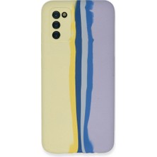 Zamerya Galaxy A03S Kılıf Ebruli Lansman Silikon - Sarı-Lila
