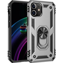 Zamerya Iphone 12 Mini Kılıf Sofya Yüzüklü Silikon Kapak - Gümüş