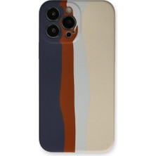 Zamerya Iphone 13 Pro Kılıf Ebruli Lansman Silikon - Lacivert-Krem