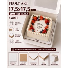 Feoly Art 17,5X17,5 cm 3mm Mdf Pasta Altlığı 5 Adet - Beyaz Lam Kaplamalı