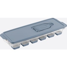 Dünya Plastik Kapaklı Silikon Buzluk Mavi Renk 12 Bölmeli Buz Kalıbı