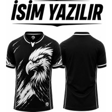Sidas Isim Yazılır Taraftar Futbol Forması Kartal Temalı Siyah-Beyaz Forma Yetişkin+Çocuk