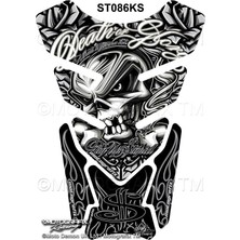 Motografix Death Or Glory Silver Universal Motosiklet Tankpad
