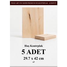 Feoly Art Huş Kontrplak 5 Adet - A3 (29.7 x 42 Cm) - 4 mm Cnc Kesim (Lazer Kesim - Yakma - Hobi Seti)
