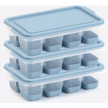 Dünya Plastik 3 Lü Set Mini Kapaklı Silikon Buzluk Mavi Renk