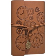 AKS Vintage Baskılı Deri Kapaklı Günlük Defter, Hediyelik Tasarım