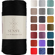 AKS 2 mm - 200 gr Polyester Makrome Ipi Siyah 230 M Polyester Makrome Ip Supla Ip ve Çanta Ipliği (Siyah)
