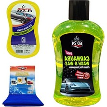 AKS Oto Şampuanı ve Mikrofiber Bez Seti, Carnauba Cilalı ve Temizleme Araçları