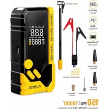AKS 10000MAH Taşınabilir Akü ve Hava Kompresörü, LED Fenerli