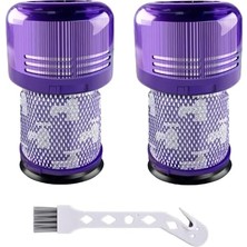 Dyson V12 Detect Slim Elektrikli Süpürge Için Yedek Filtre, Absolute Extra/total Clean/fluffy Aksesuar Arka Filtre Yedek Parçası 971517-01 (2 Adet Hepa Filtre 1 Temizleme Fırçası)