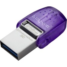 AKS Kingston Datatraveler Microduo 3c USB Bellek 256GB USB Gen 3 Type-C ve Type-A - DTDUO3CG3/256GB, Mor + Gümüş