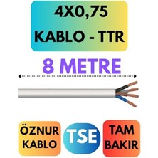 AKS Öznur 4x0,75 Ttr Kablo, 8 Metre, Beyaz