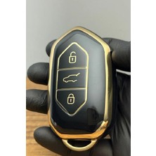 T10X T10F 3 Düğmeli Silikon Anahtar Koruma Kılıfı – Nano Kaplamalı – Siyah Gold Renk