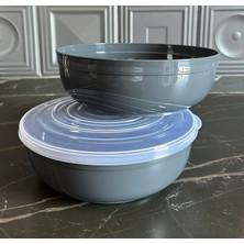 Dünya Plastik 2 Adet 2350 ml Kapaklı ve Kapaksız Chef Kase Seti 2 Parça Antrasit Renk
