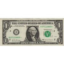 Banknoting Amerika 1 Dolar 2017 A. Replacement-Star Note. Çok Çok Temiz.