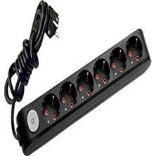 AKS Viko Multi-Let 6 Lı Siyah Anahtarlı Grup Priz 1mt