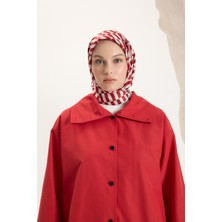 QEF Desenli Twill Eşarp Dama Kırmızı