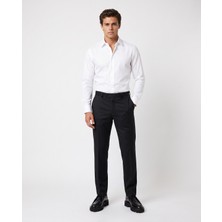 HC MEN CLASSIC Erkek Siyah Modern Fit Yün Düz Pantolon