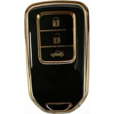 AKS Autohan Keys Honda Civic Crv Uyumlu Siyah Altın Nano Araba Anahtar Kumanda Kılıfı, Nano Yüksek Kalite
