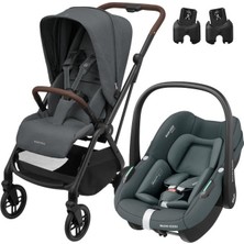 AKS Maxi-Cosi Leona2-Pebble S Tek Elle Katlanabilen Ultra Kompakt Çift Yönlü Seyahat Sistem Bebek Arabası Graphite