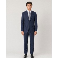 HC MEN CLASSIC Erkek Lacivert Regular Fit Polyamid Armürlü Klasik Takım Elbise