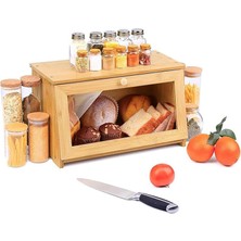 AKS Promosyonca Bambu Ekmek Kutusu, Doğal Bambu Malzeme, Yuvarlak Saplı, 39X23X18 cm