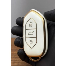T10X T10F 3 Düğmeli Silikon Anahtar Koruma Kılıfı – Nano Kaplamalı Beyaz Gold