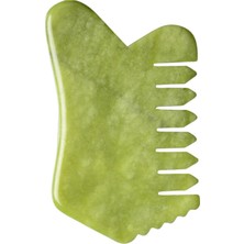 AKS Fulia Elegance Çok Amaçlı Yeşim Taşı Pro Gua Sha Tırtıklı Masaj Aleti Doğal Taş Tarak Jade Gua Sha Jade Hair Comb Saç, Yüz ve Cilt Bakımı Aleti
